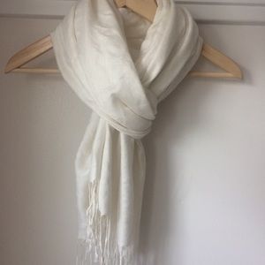 Pretty Cream Scarf with Brocade Detail